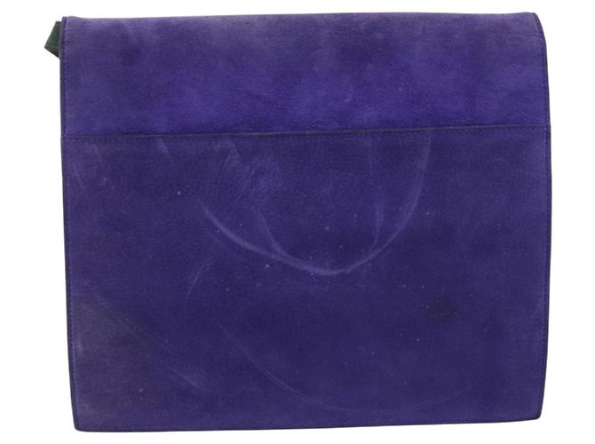 Autre Marque Saint Laurent Studs Shoulder Bag Suede Blue Gold Tone Auth BA16851 - Jerrillo - vista 3