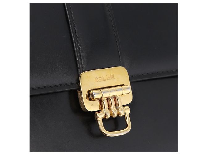 Céline CELINE Hand Bag Leather Black Gold Auth ka7008 - Jerrillo - vista 16