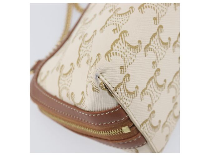 Céline CELINE Triomphe Chain Shoulder Bag PVC White Gold Auth 207222A - Jerrillo - vista 18
