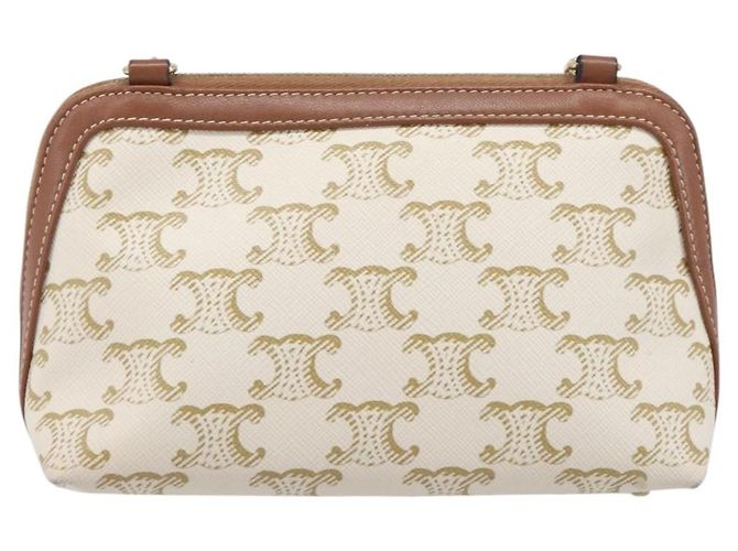 Céline CELINE Triomphe Chain Shoulder Bag PVC White Gold Auth 207222A - Jerrillo - vista 2