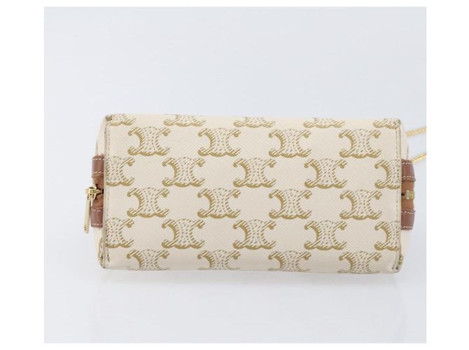 Céline CELINE Triomphe Chain Shoulder Bag PVC White Gold Auth 207222A - Jerrillo - vista 5
