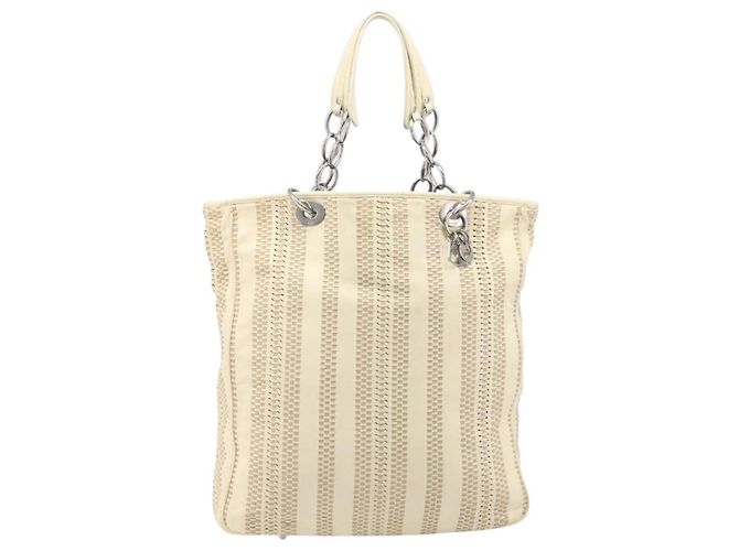 Christian Dior Chain Tote Bag Leather Beige Silver Auth ka7002A - Jerrillo - vista 2
