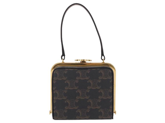 Céline CELINE Macadam Canvas Triomphe Minodiere Hand Bag PVC Black Gold Auth 211460M - Jerrillo - vista 13