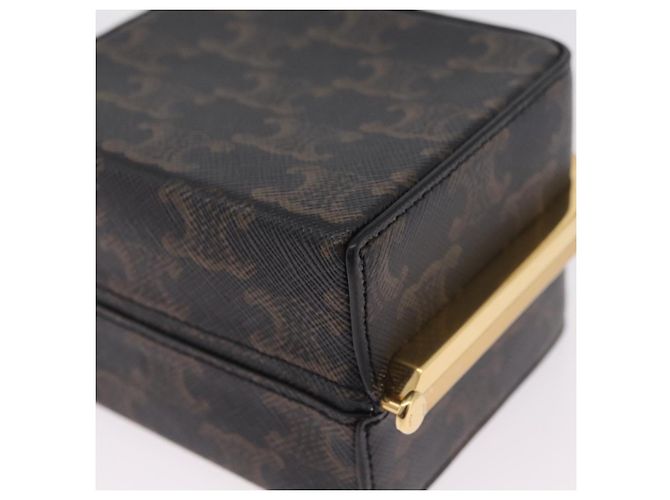 Céline CELINE Macadam Canvas Triomphe Minodiere Hand Bag PVC Black Gold Auth 211460M - Jerrillo - vista 15