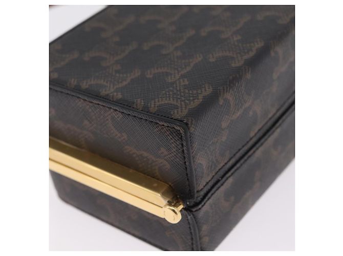 Céline CELINE Macadam Canvas Triomphe Minodiere Hand Bag PVC Black Gold Auth 211460M - Jerrillo - vista 16