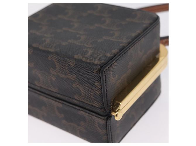 Céline CELINE Macadam Canvas Triomphe Minodiere Hand Bag PVC Black Gold Auth 211460M - Jerrillo - vista 17