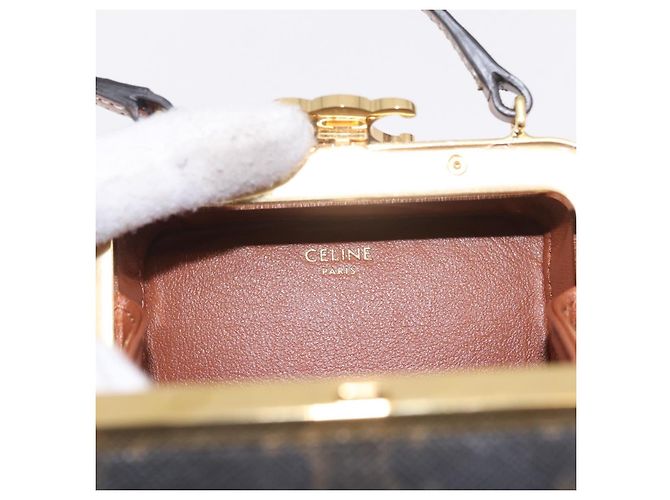 Céline CELINE Macadam Canvas Triomphe Minodiere Hand Bag PVC Black Gold Auth 211460M - Jerrillo - vista 18