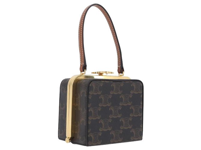 Céline CELINE Macadam Canvas Triomphe Minodiere Hand Bag PVC Black Gold Auth 211460M - Jerrillo - vista 2