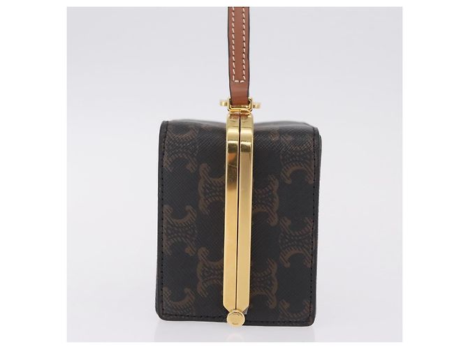 Céline CELINE Macadam Canvas Triomphe Minodiere Hand Bag PVC Black Gold Auth 211460M - Jerrillo - vista 3