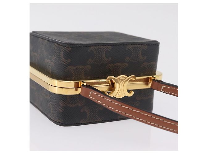 Céline CELINE Macadam Canvas Triomphe Minodiere Hand Bag PVC Black Gold Auth 211460M - Jerrillo - vista 7