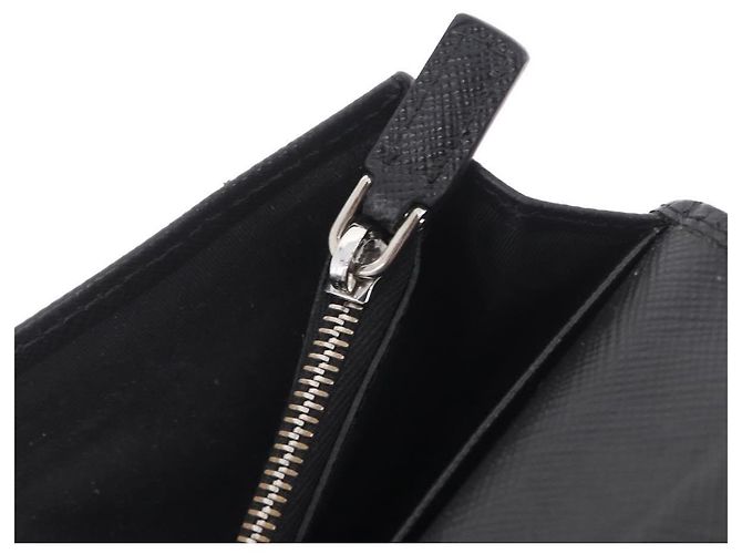 PRADA Long Wallet Safiano Leather Black Silver Auth 211994A - Jerrillo - vista 10