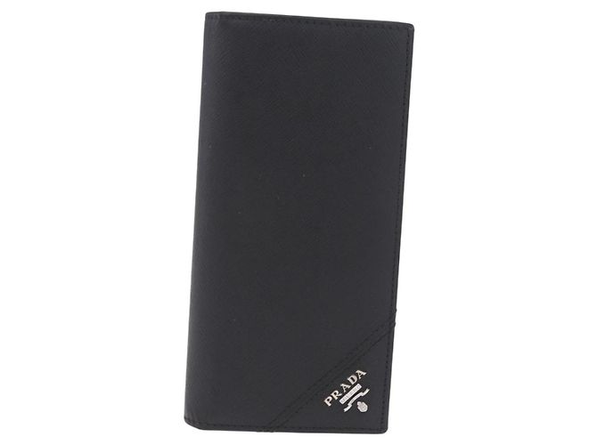 PRADA Long Wallet Safiano Leather Black Silver Auth 211994A - Jerrillo - vista 13