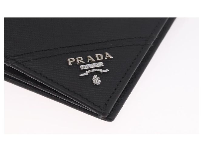 PRADA Long Wallet Safiano Leather Black Silver Auth 211994A - Jerrillo - vista 14