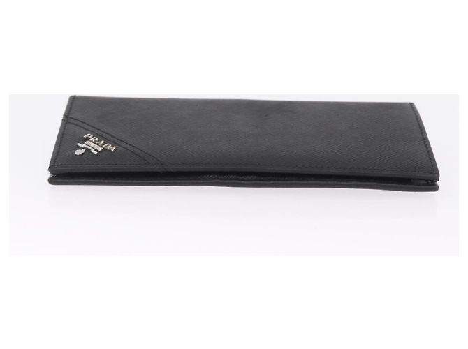 PRADA Long Wallet Safiano Leather Black Silver Auth 211994A - Jerrillo - vista 3