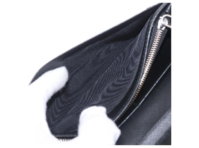 PRADA Long Wallet Safiano Leather Black Silver Auth 211994A - Jerrillo - vista 9