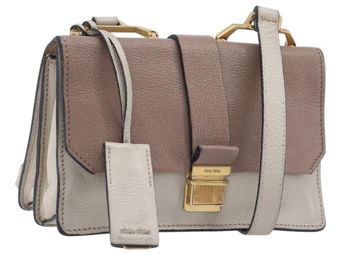 Miu Miu Madras Shoulder Bag Leather Purple Gray Auth 213312 - Jerrillo - vista 2