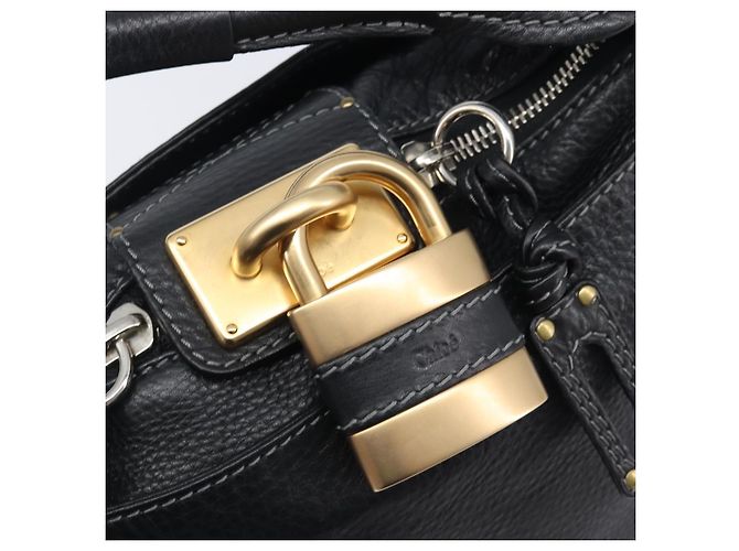 Chloé Chloe Paddington Shoulder Bag Leather Black Gold Silver Auth 209218V - Jerrillo - vista 15
