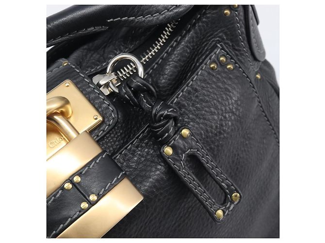 Chloé Chloe Paddington Shoulder Bag Leather Black Gold Silver Auth 209218V - Jerrillo - vista 16