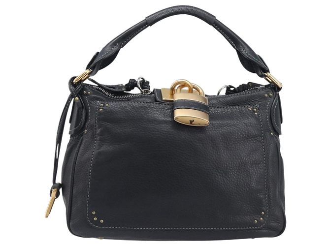 Chloé Chloe Paddington Shoulder Bag Leather Black Gold Silver Auth 209218V - Jerrillo - vista 2