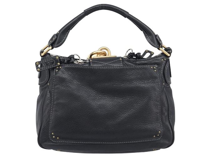 Chloé Chloe Paddington Shoulder Bag Leather Black Gold Silver Auth 209218V - Jerrillo - vista 3