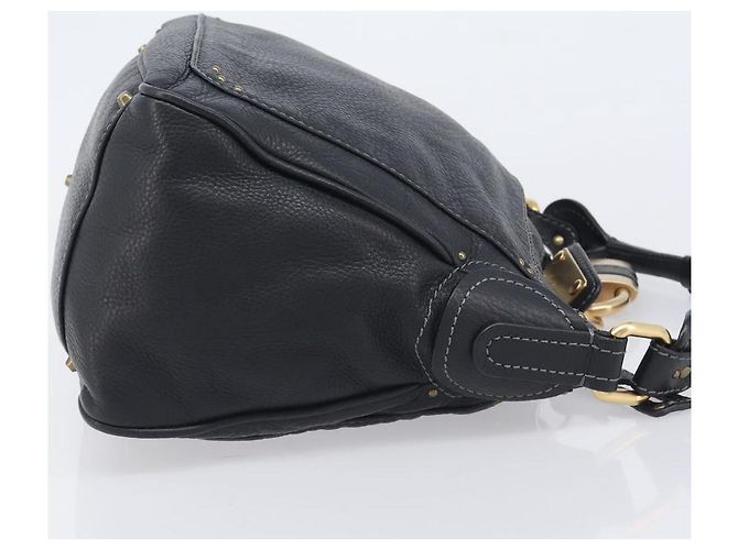 Chloé Chloe Paddington Shoulder Bag Leather Black Gold Silver Auth 209218V - Jerrillo - vista 4
