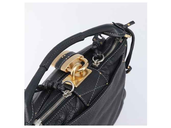 Chloé Chloe Paddington Shoulder Bag Leather Black Gold Silver Auth 209218V - Jerrillo - vista 6
