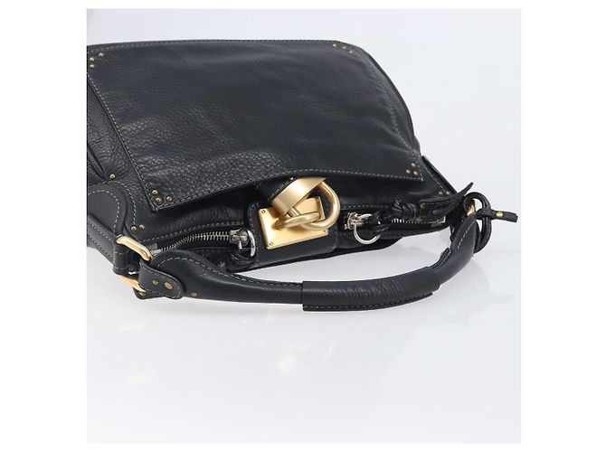 Chloé Chloe Paddington Shoulder Bag Leather Black Gold Silver Auth 209218V - Jerrillo - vista 7