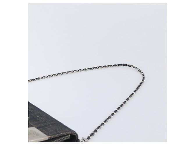 CHANEL Choco Bar Chain Shoulder Bag Canvas Gray Silver CC Auth 213438 - Jerrillo - vista 14