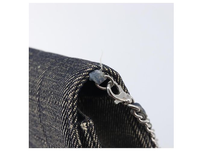 CHANEL Choco Bar Chain Shoulder Bag Canvas Gray Silver CC Auth 213438 - Jerrillo - vista 20