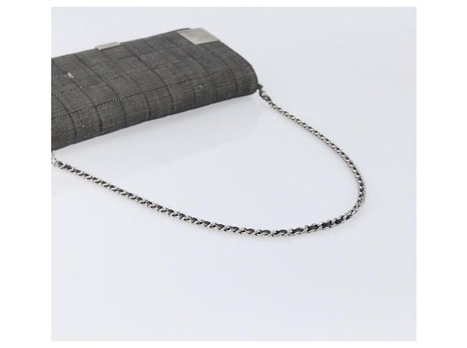 CHANEL Choco Bar Chain Shoulder Bag Canvas Gray Silver CC Auth 213438 - Jerrillo - vista 7