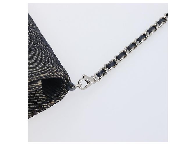CHANEL Choco Bar Chain Shoulder Bag Canvas Gray Silver CC Auth 213438 - Jerrillo - vista 8