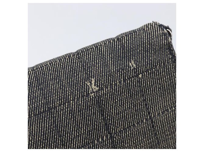 CHANEL Choco Bar Chain Shoulder Bag Canvas Gray Silver CC Auth 213438 - Jerrillo - vista 9