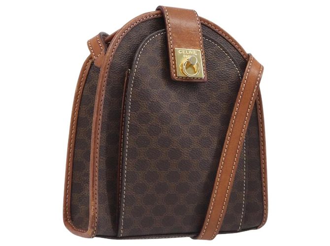 Céline CELINE Macadam Canvas Shoulder Bag PVC Leather Brown Gold Auth 213322 - Jerrillo - vista 2