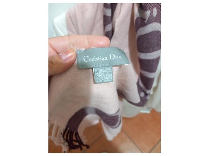 Dior Schal aus rosa Wolle und Acryl mit Monogramm - Ansicht 4