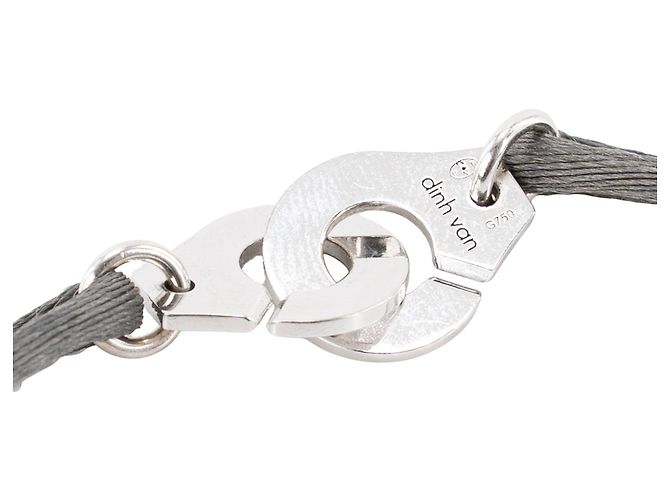 DINH VAN - Bracciale Menottes PM Dinh Van in oro bianco e cordino grigio - vista 2
