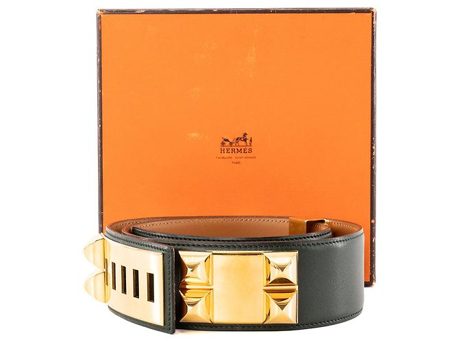 HERMÈS - Hermès Collier de Chien Gürtel aus dunkelgrünem Glattleder (T72) - Ansicht 5