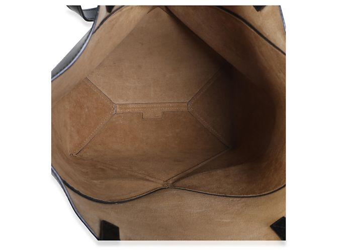 Borsa Tote Medium Puzzle Fold in pelle di vitello lucida nera Loewe - vista 5