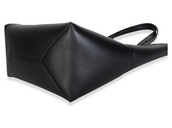 Borsa Tote Medium Puzzle Fold in pelle di vitello lucida nera Loewe - vista 6
