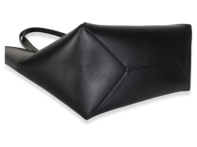 Borsa Tote Medium Puzzle Fold in pelle di vitello lucida nera Loewe - vista 7