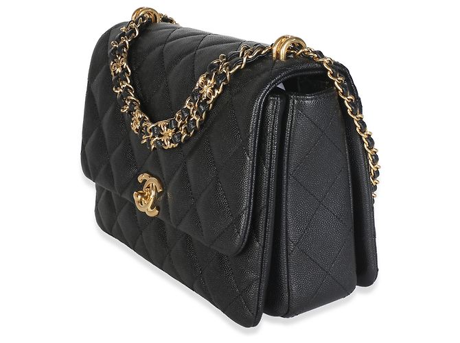 Borsa Chanel Small Coco First in pelle caviar matelassé nera - vista 3