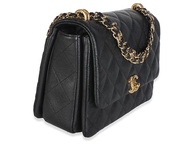 Borsa Chanel Small Coco First in pelle caviar matelassé nera - vista 4