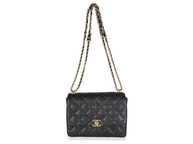 Borsa Chanel Small Coco First in pelle caviar matelassé nera - vista 5