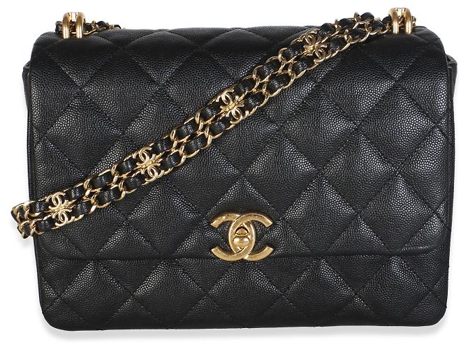 Borsa Chanel Small Coco First in pelle caviar matelassé nera - vista 8
