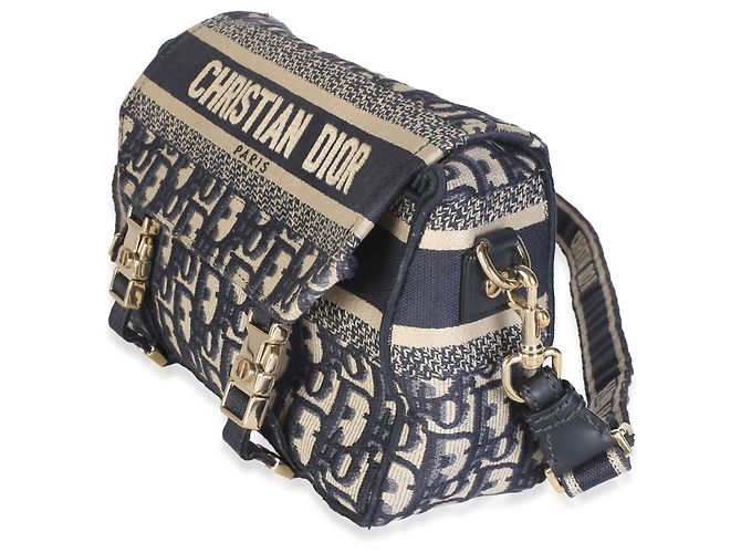 Borsa a tracolla Small Diorcamp in jacquard Blue Oblique Christian Dior - vista 3