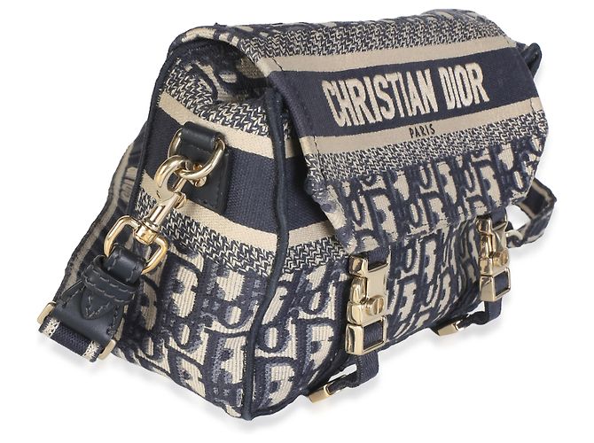 Borsa a tracolla Small Diorcamp in jacquard Blue Oblique Christian Dior - vista 4