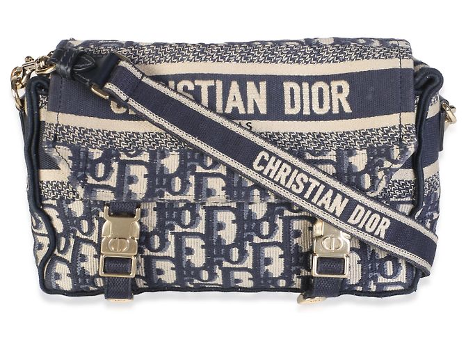 Borsa a tracolla Small Diorcamp in jacquard Blue Oblique Christian Dior - vista 8