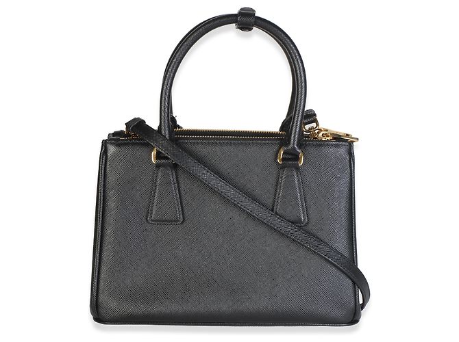 Prada Mini Galleria Double Zip Tote in Saffiano Nero - vista 2
