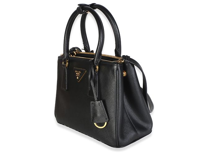 Prada Mini Galleria Double Zip Tote in Saffiano Nero - vista 3