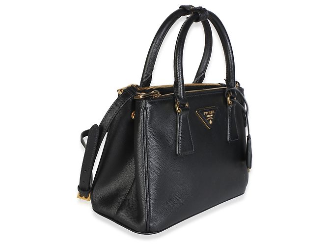 Prada Mini Galleria Double Zip Tote in Saffiano Nero - vista 4