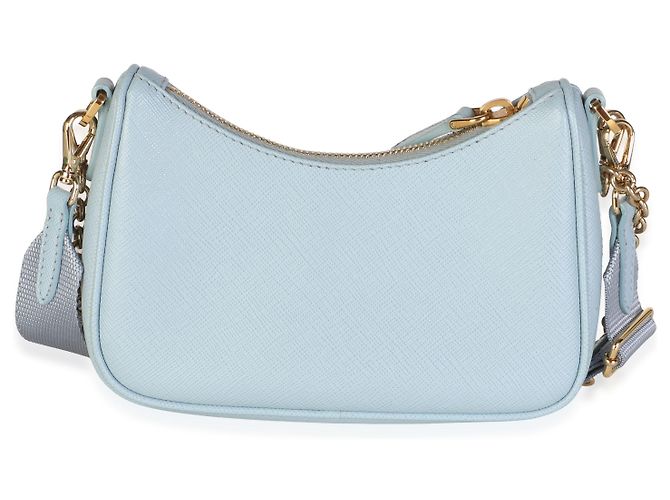 Prada Borsa a tracolla Mini Re-Edition 2005 in Saffiano Celeste Blue - vista 2